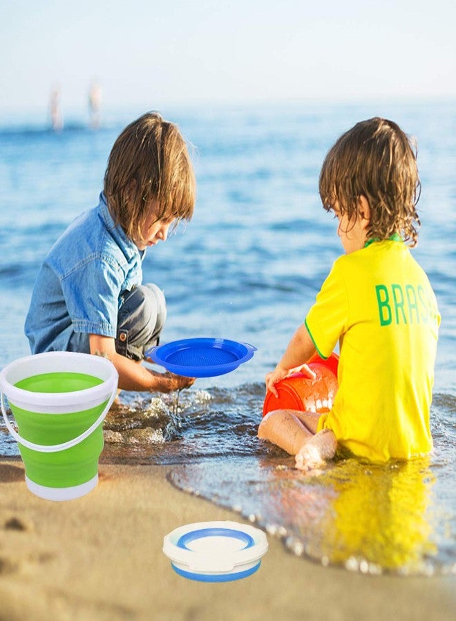 Anzmtosn Foldable Beach Buckets Set 6.5" Large Sand Portable Multi Functions Pails Kit Buckets Easy Stock Tool for Camping, Travelling, Fishing, Beach Toys,Car Window Washing, Household Cleaning - Image 4